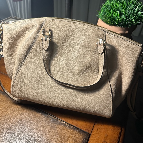 Coach Prairie Pebbled Leather Satchel Crossbody Camel Light Tan - Picture 3 of 7